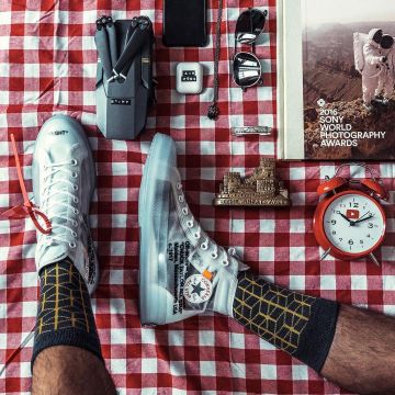 La paire de Converse Chuck Tay­lor All Star Hi x Off White sur le compte Instagram de Anil B