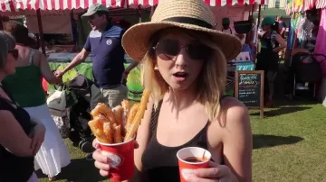 The straw hat black ribbon of Zoella (Zoe Suggested) seen in his video "PRIMARK SHOPPING AND GRANDADS 80TH BIRTHDAY"