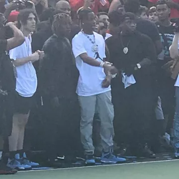 The pair of Air Jordan x Travis Scott x Nike AJ IV 4 door travis scott on his post Instagram