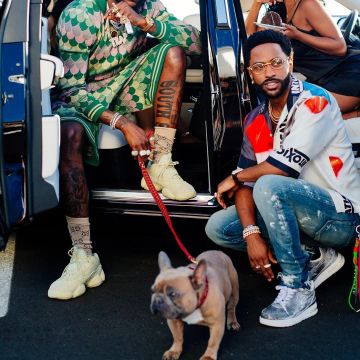 The pair of Adidas Yeezy Desert Rat 500 Super Moon Yellow worn by Big Sean