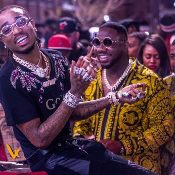 The black t-shirt, Gucci worn by Quavo on Instagram