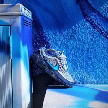 Sneakers blue Nike Air Zoom Spiridon x Stash on the account Instagram of Tonton Gibs 