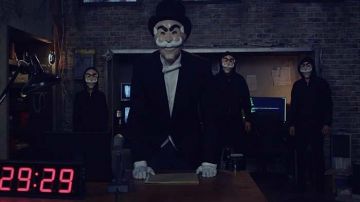 La réplica de la máscara de la fsociety en Mr Robot