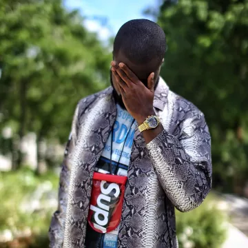 Bosselaok's Supreme x The North Face Snakeskin Chaqueta gris estampada en Instagram