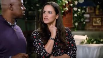 The shirt flowers of Amy Santiago (Melissa Fumero) in Brooklyn Nine-Nine