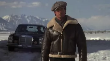 Chaqueta de cuero de cuello borrego de Rocky Balboa (Silverster Stallone) en Rocky V