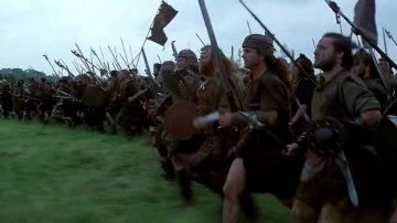 The real leather helmets of the clan of William Wallace (Mel Gibson) in Braveheart