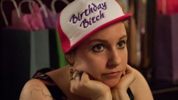 the hat "Birthday Bitch" Hannah Horvath (Lena Dunham) in Girls