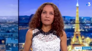 Le top en dentelle de Sandrine Aramon dans Soir 3 du 17/06/2018