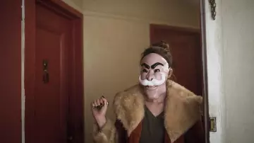 FSociety mask replica worn by Darlene (Carly Chaikin) as seen in Mr. Robot S02E04