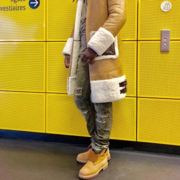 zapatos beige timberland en master gims instagram post