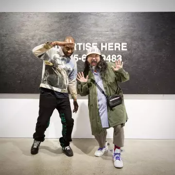 The nike Air Jordan 1x Off white Nrg (The 10 Ten) by Takashi Murakami at the fondation Louis Vuitton on Instagram