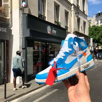 The Nike Air Jordan x Off White blue @larrydeadstock on his account Instagram