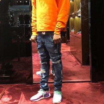 the pair of adidas human race tie dye worn by chief keef on his post instagram