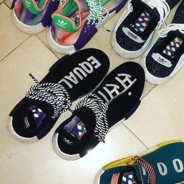 the pair of adidas human race on black reach by chief keef on his post instagram