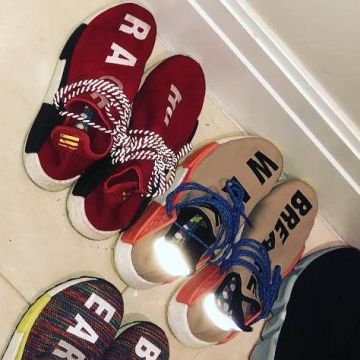 the pair of adidas human race pale nude worn by chief keef on his post instagram