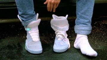 The pair of Nike Air Mag of Marty McFly (Michael J. Fo) in Back to the future II
