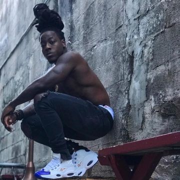 the pair of reebok question mid blue toe scope by ace hood on his post instagram