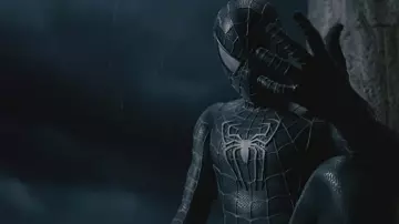 The costume of Spider-Man in black worn by peter Parker (Tobey Maguire) in the movie Spider-Man 3