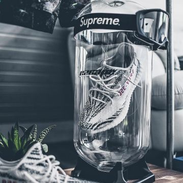 Sneakers printed zebra Adidas Yeezy Boost 350 V2 "Zebra" of the influencer Niklas Woyt on his Instagram (@ezcape)