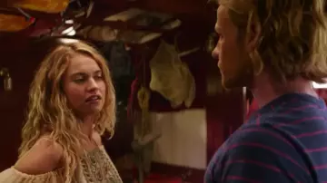 The navy stripes of purple and pink Bill young (Josh Dylan) in Mamma Mia! Here we go again