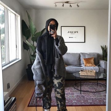 Pantalones cargo de camuflaje Windsor usados por Shahd Batel en su cuenta de Instagram