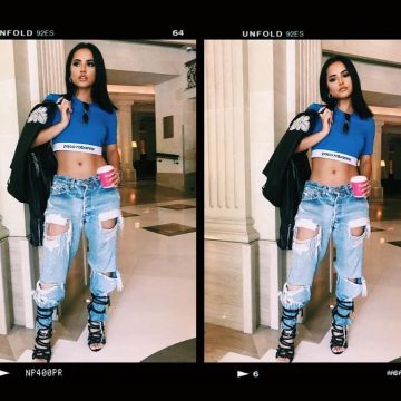 Rebbeca Marie Gomez aka Becky G's black leather jacket on her Instagram account