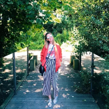 Zoella red bomber jacket on her Instagram account