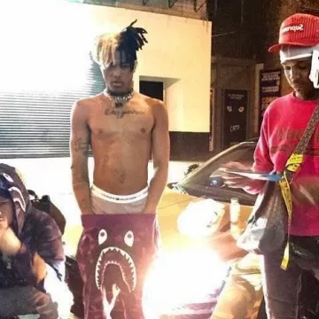 Purple camo Bape short worn by XXXTentacion on Instagram