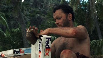 FedEx, pack utilisé par Chuck Noland (Tom Hanks) comme on le voit dans Cast Away