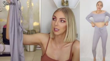 The jogging bottoms/ leggings and a grey Pretty Little Things by Sandrea in his YouTube video "❥ I test Pretty Little Things..."