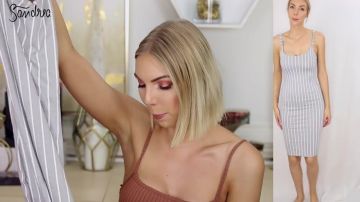 The grey coat in stripes of Pretty Little Things by Sandrea in his YouTube video "❥ I test Pretty Little Things..."