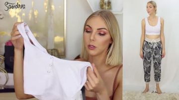 The jogging pants camouflage pattern Pretty Little Things by Sandrea in his YouTube video "❥ I test Pretty Little Things..."