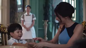 The blue dress Diane von Furstenberg Rachel Chu (Constance Wu) in Crazy rich asians