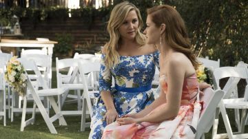 The floral dress Carolina Herrera Off-the-Shoulder Floral-Print Arizona Robbins (Jessica Capshaw) on Grey's Anotomy