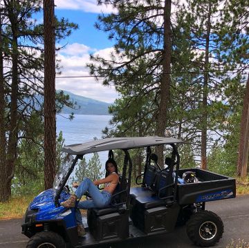 Kendall Jenner bikini top with orange stripes on her Instagram account