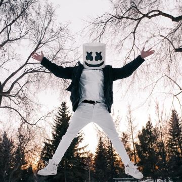 Sneakers white Nike Kine Air Jordan 4 Retro "Pure Money" carried by Marshmello on his account Instagram