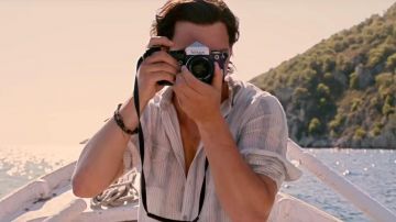 Sam (Jeremy Irvine)'s Vintage Nikon camera seen in Mamma Mia 2: Here We Go Again