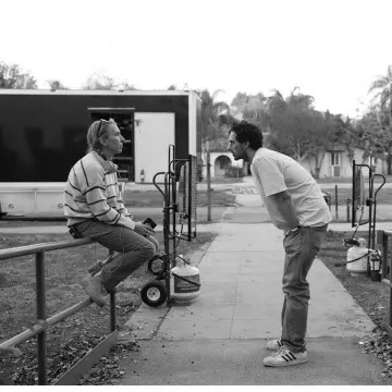 Sneakers white Adidas Superstar worn by Aaron Taylor-Johnson on his account Instagram
