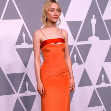 La robe orange Cushnie et Ochs  Mariela cutout satin trimmed silk dress de Saoirse Ronan