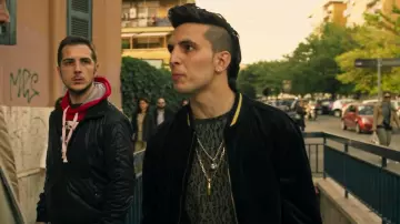 Jacket bomber black Spadino Anacleti (Giacomo Ferrara) in Suburra S01E10