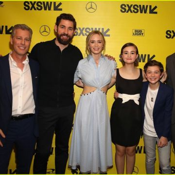 The blue dress Collared Shirt Dress from Emily Blunt to A Quiet Place’ Opening Night Screening,