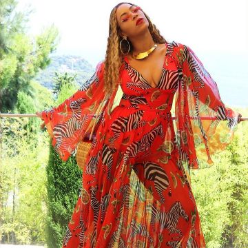 The dress zébre and lemon Dolce & Gabanna Beyoncé during her stay in France
