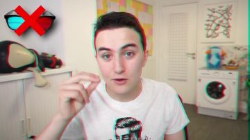 The white t-shirt Buddies first (face mustache) Hugo Posay in his YouTube video "Seeing 3D without glasses is possible."