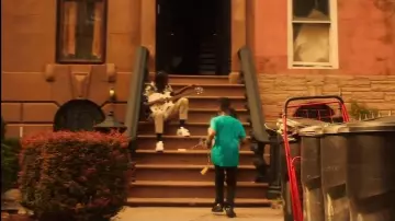 Sneakers white adidas Superstar made in the clip Temptation of Joey Bada$$