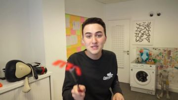 The black sweater "Carborundum" death's head, with a chapea Mexican worn by Hugo Posay in his video "This website has changed my life"