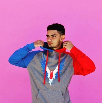 The sweatshirt hoody Maverick (USA color) on the account Instagram @MaverickbyLoganPaul