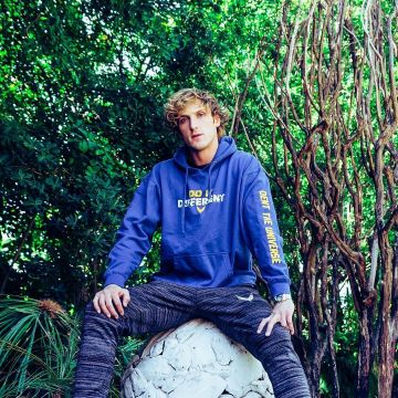 The hoody blue "Do it different" Maverick Logan Paul in the forest on Instagram