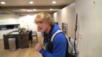 The sweatshirt hoody blue Maverick Tropical Logan Paul in the YouTube video "We broke into Borther Jake's new Mansion! **security alert**"