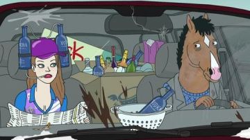 The can / alcohol holder cap worn by Sarah Lynn in Bojack Horseman (S3E11)